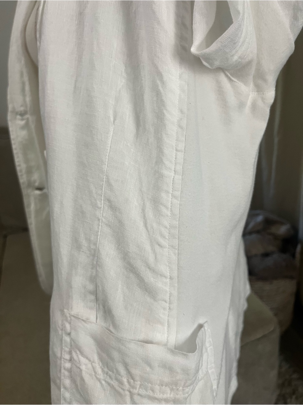 Eileen Fisher Organic Irish Linen Tower Sleeve & Cotton Panel Blazer Large - Picture 11 of 13